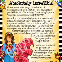 My Granddaughter, I think you are Absolutely Incredible! (for younger child) – 8 x 10 Matted “Gifty” Art Print