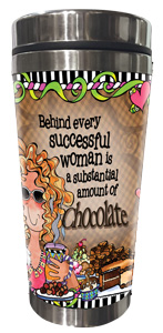 Behind every successful woman is a substantial amount of chocolate - stainless steel tumbler - FRONT
