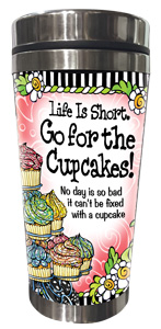 Go for the Cupcakes - stainless steel tumbler - FRONT