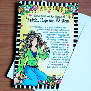Faith Hope and Wisdom greeting card - outside
