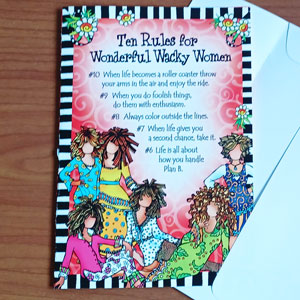 Rules for Wacky Women greeting card - outside