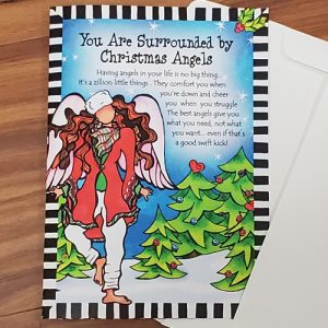 Angels at Christmas greeting card - outside - no glitter