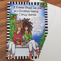 Forever Friends at Christmas greeting card - outside - no glitter