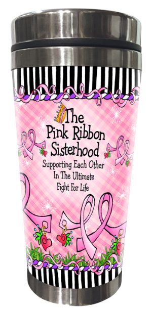 Pink Ribbon Sisterhood Stainless Steel Tumbler FRONT