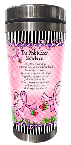 Pink Ribbon Sisterhood Stainless Steel Tumbler BACK
