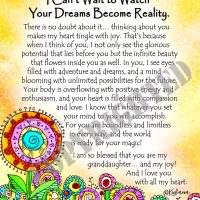 Granddaughter, I Can’t Wait to Watch Your Dreams Become Reality. – (Kukana) 8 x 10 Matted “Gifty” Art Print