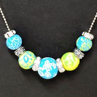 Blue & Green – Clay Beaded Necklace – (LIMITED AVAILABILITY)