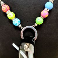 Multi-colored Beaded “Holder” Necklace for readers or ID – (Limited Quantities)