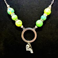 Green Beaded “Holder” Necklace for readers or ID – (Limited Quantities)