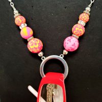 Pink Beaded “Holder” Necklace for readers or ID – (Limited Quantities)