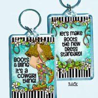 Boots & Bling it’s a cowgirl thing! – 3″ x 2″ Acrylic (double-sided) Key Chain