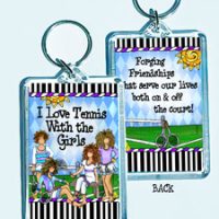 I Love Tennis With the Girls – 3″ x 2″ Acrylic (double-sided) Key Chain