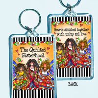 The Quilted Sisterhood – 3″ x 2″ Acrylic (double-sided) Key Chain (Quilt / Fabric)