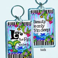Love the Fin You’re In – (Divas of the Deep) 3″ x 2″ Acrylic (double-sided) Key Chain