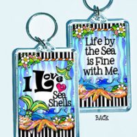I Love Sea Shells – (Divas of the Deep) 3″ x 2″ Acrylic (double-sided) Key Chain