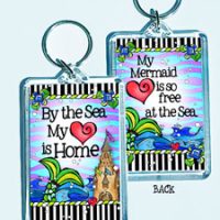 By the Sea My Heart is Home – (Divas of the Deep) 3″ x 2″ Acrylic (double-sided) Key Chain