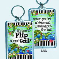 It’s time to Flip some tail! – (Divas of the Deep) 3″ x 2″ Acrylic (double-sided) Key Chain