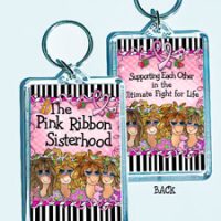 The Pink Ribbon Sisterhood – 3″ x 2″ Acrylic (double-sided) Key Chain