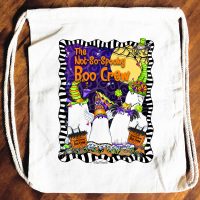 The Not-So-Spooky Boo Crew – 15″ x 13″ (Halloween) Drawstring Backpack/Tote Bag