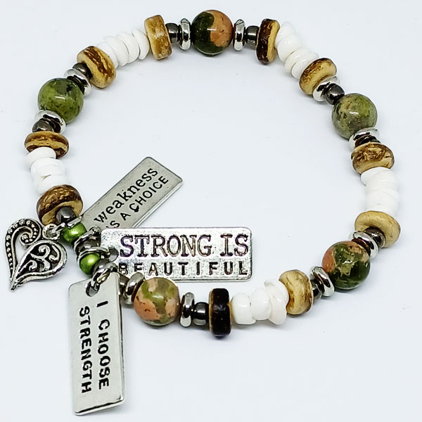 Crazy Brave & Wicked Strong …I am capable of Wildly Magnificent Things! — Unakite Bracelet