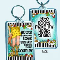 Boots make your toes feel like they’re in the country – 3″ x 2″ Acrylic (double-sided) Key Chain (TingleBoots)