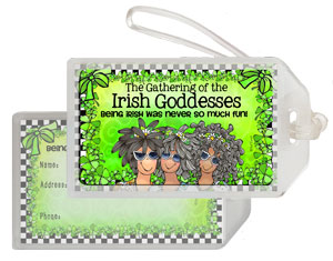 The Gathering of the Irish Goddesses — being Irish was never been so much fun (Irish/Celtic)  – Bag Tag (3 girls w Gray Hair)