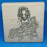 She Who Loves the Story That Each Quilt Tells – 4″ x 4″ (Quilting) Rubber Stamp