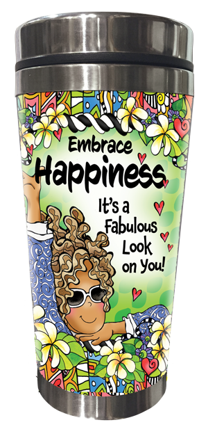 Embrace happiness - Stainless Steel Tumbler - FRONT